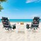 2 Pieces 5-Position Reclining Outdoor Folding Chairs with Cup Holder and Extra Storage Ideal for Beach or Camping